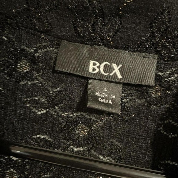 y2k BCX black mesh lace top, fitted metallic gold sz large retro vintage dressy - Picture 4 of 8